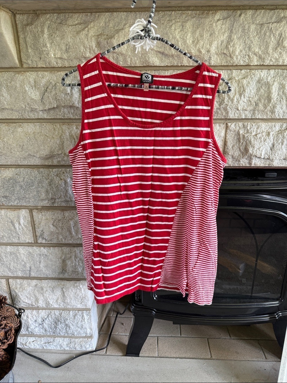 *5 for $45* Anne Klein Red White Stripe Tank Top Medium